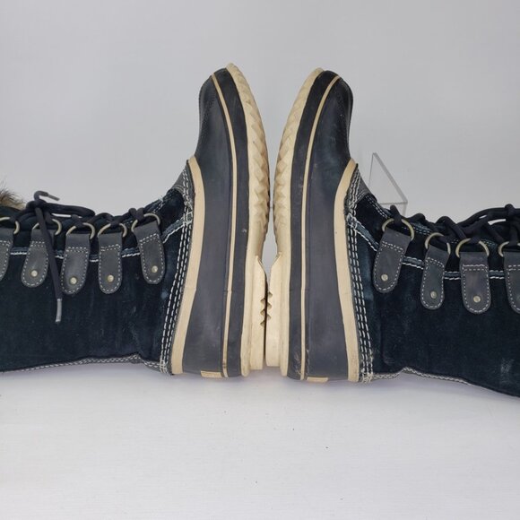 Sorel Joan Of Arctic Tall Snow Winter Boots Women’s Sz 7 Black Faux Fur - Picture 7 of 12